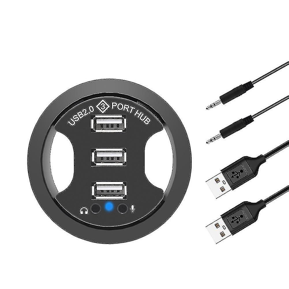 New 2023 Usb Hub Usb 2.0 Desktop Grommet Usb 2.0 Hub Audio Desk Mount Adapter 3 Port Mount In Desk M