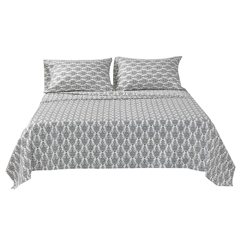 4pcs 100% Polyester Bedding Cover Bed Flat Fitted Sheet and Pillow Case Set(Queen)