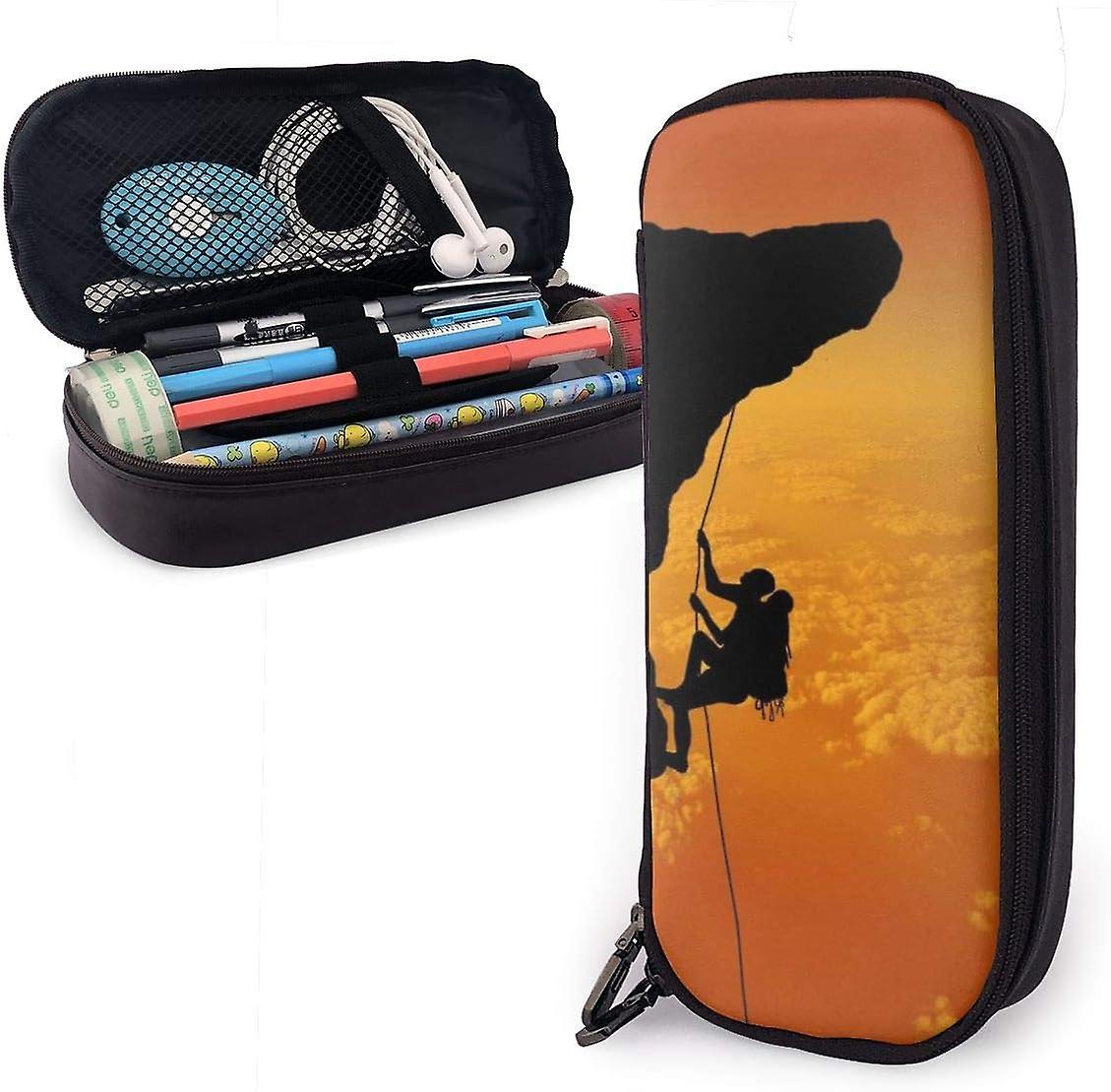 مقلمة جلدية تسلق الصخور مغامرة سعة كبيرة القلم القضية مع سحاب حقيبة عالية السعة منظم مكتب سعة كبيرة لكلية المدرسة Wom