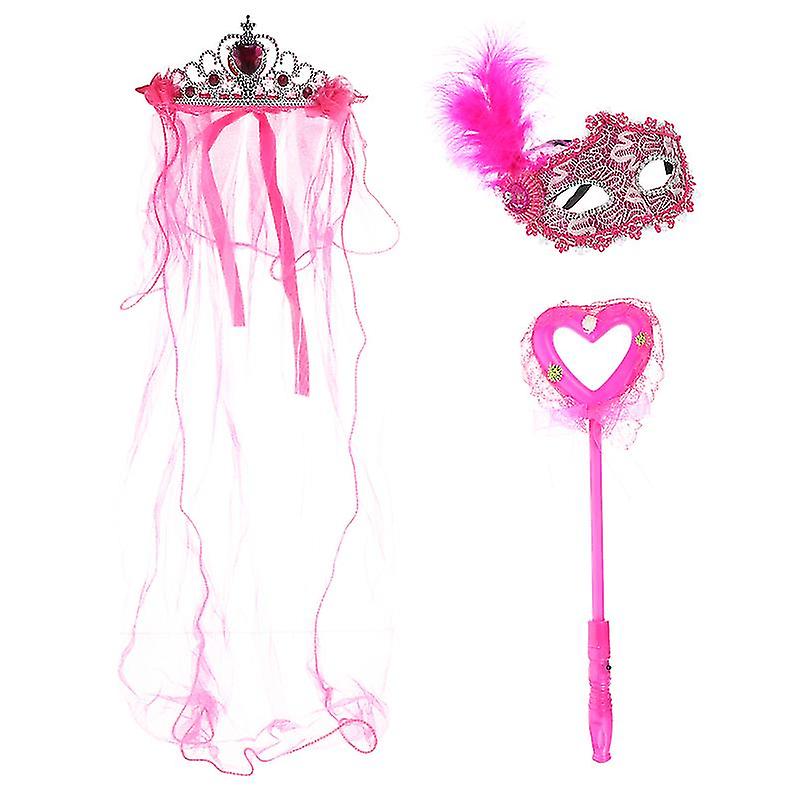 3pcs Shiny Crown Veils