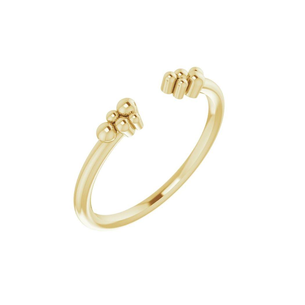 14Kイエローゴールドポリッシュスタッカブルビーズネガティブスペースリングサイズ7-女性用スタッカブルリング