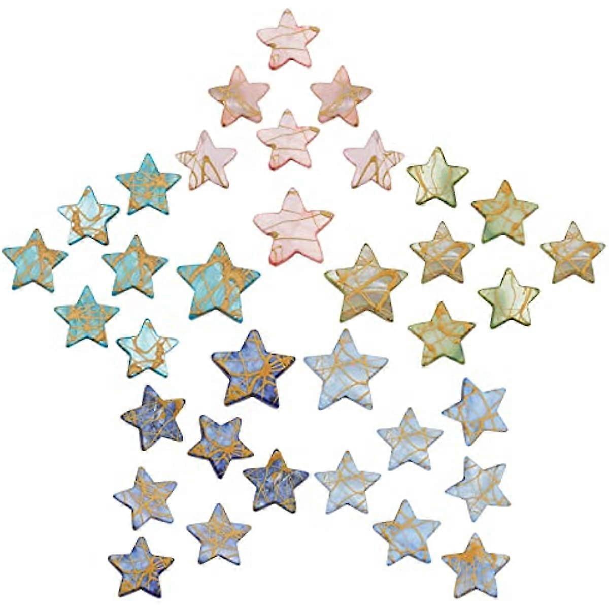 1 Box 50Pcs 5 Styles Natural Freshwater Shell Beads Starfish Bead with Hole Drawbench Patterned Shell Flat Five-Pointed Spacer