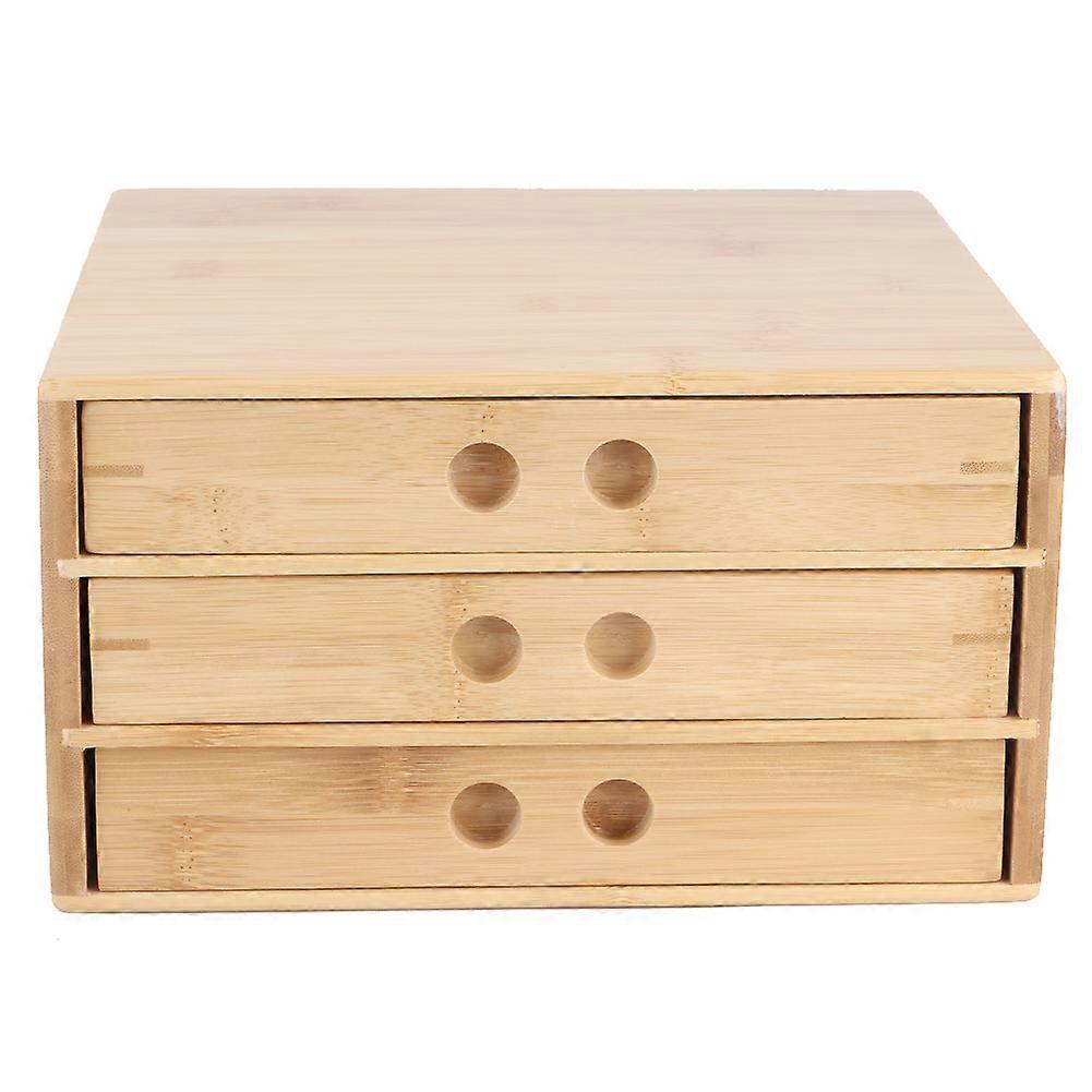 Three Layers Drawer Type Bamboo Boxes Dustproof Tea Cake Storage Box Tray Separator Gift