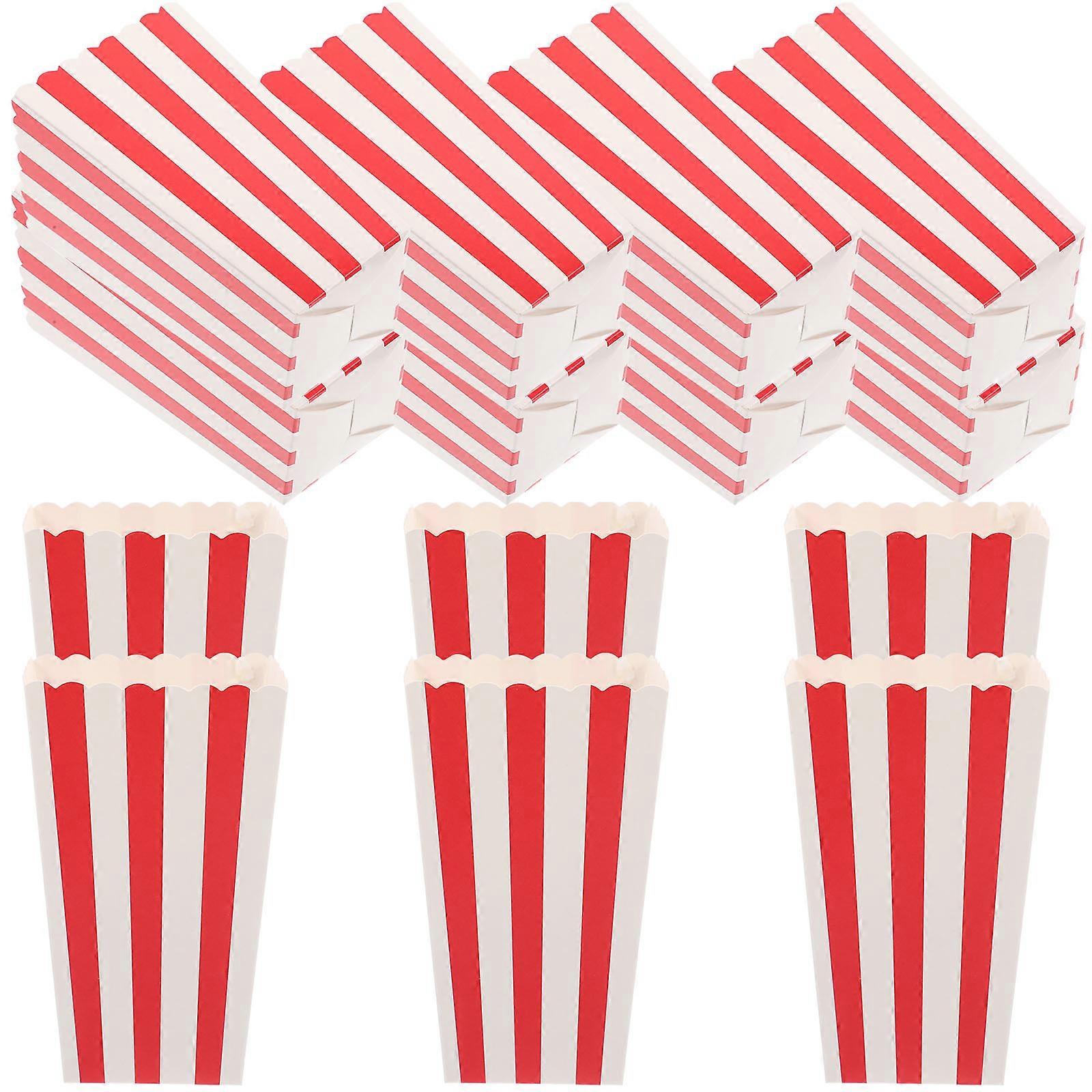 24 Pcs Red Popcorn Fresh Popcorn Box Disposable Popcorn Bags Popcorn Buckets Small Reusable Popcorn Boxes Popcorn Buckets Stripe