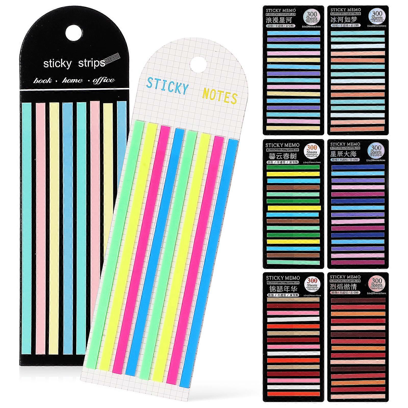 8 pakker med overstregningstuscher Fluorescens Highlighter Tapes Kort og lang side markør Sticky Book faner til kommentering af bøger