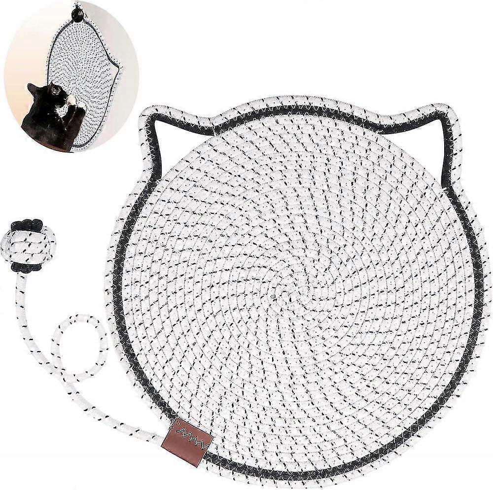 Cat Scratcher Mat, Natural Cotton Rope Cat Scratch Pad, 42cm Round Horizontal Floor Cat Scratching Pads for Cats Toys
