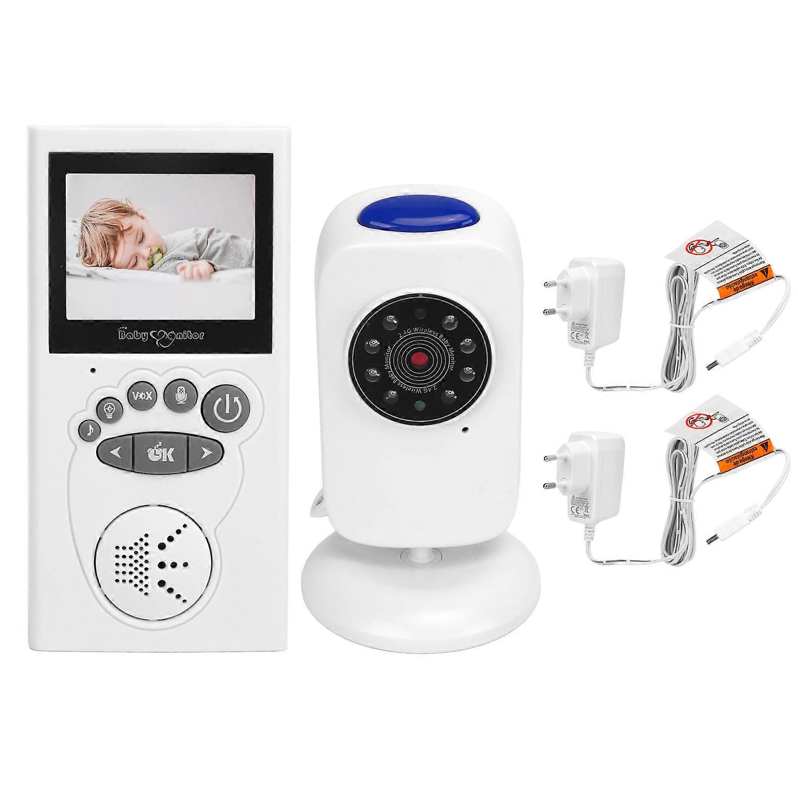 2.4in Lcd Baby Monitor Night Vision Two Way Intercom Indoor Temperature Monitoring Baby Video Camera For Home 100240v Eu Plug
