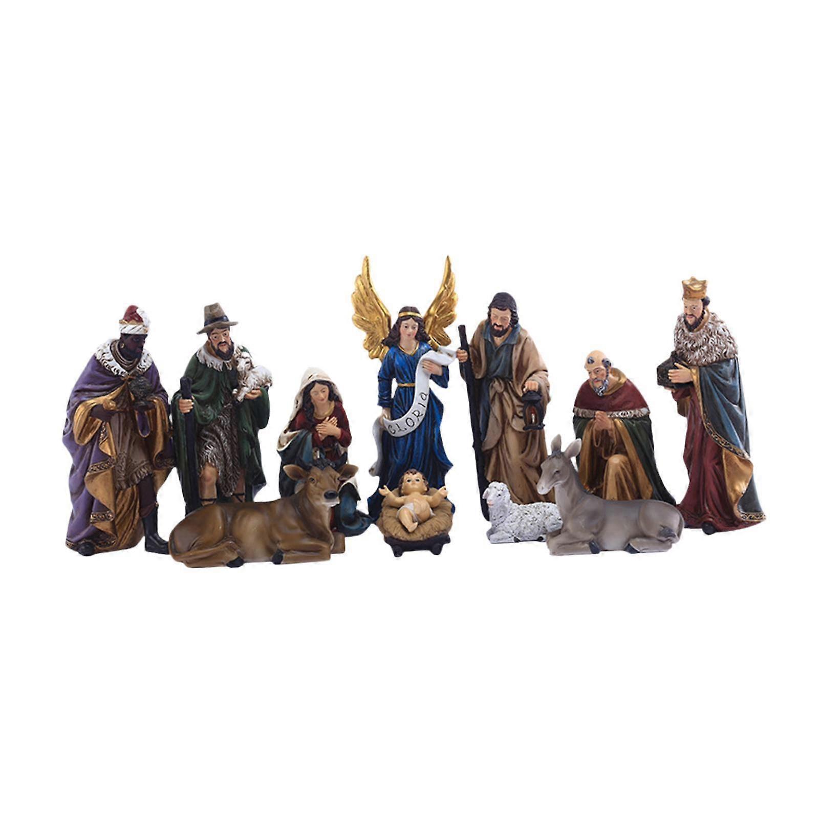 Christmas Nativity Scene Figurine Set Decorative for Religious Tabletop Home