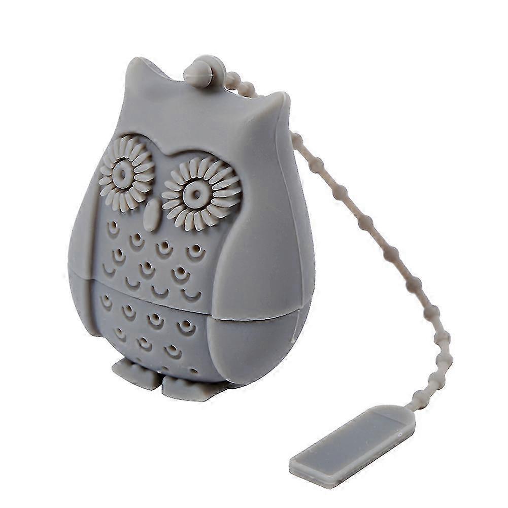 Cute Owl Silicone Loose Tea Leaf Strainer Filter Herbal Spice Infuser Diffuser Perforated Grey