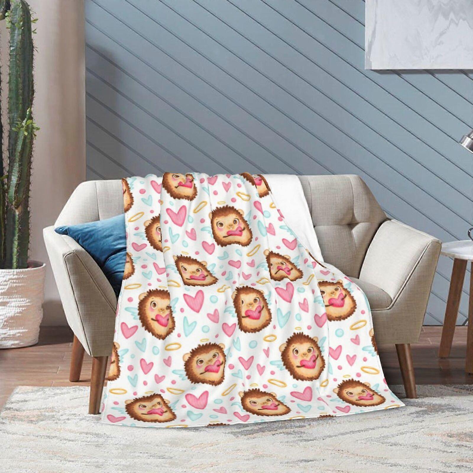Happy Valentine's Day 01 Throw Blanket for Couch Bed Travel Sofa All Seasons Flannel Blankets Soft Durable Lightweight 40 x 30 Inches