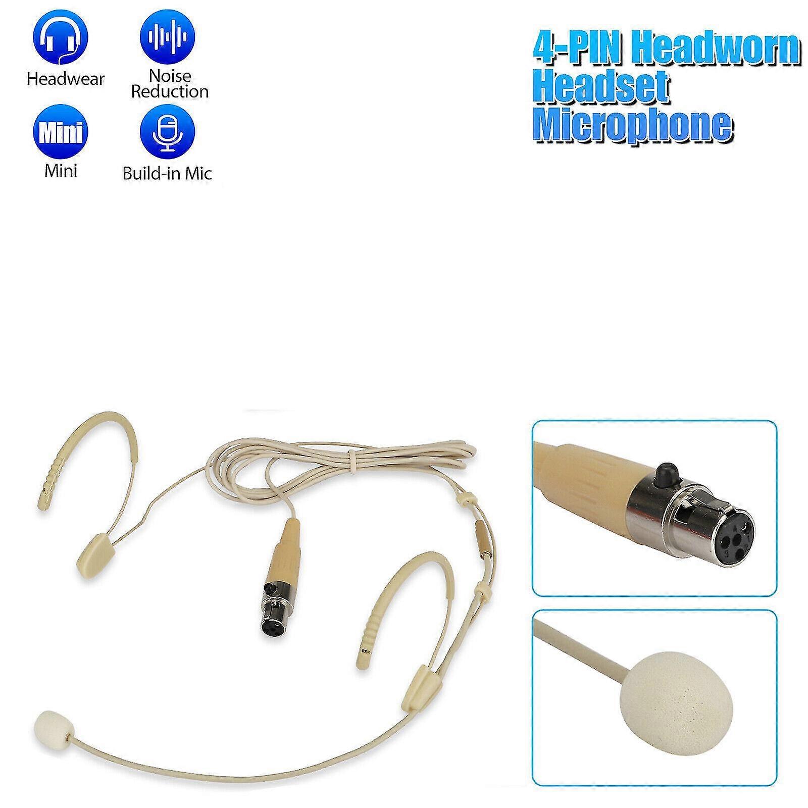 Microfono con cuffia a doppio gancio auricolare XLR 4 pin TA4F a condensatore per SHURE