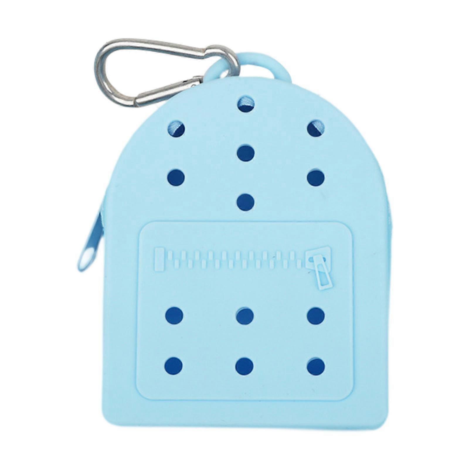 Silicone Wallet Waterproof Zipper Small Storage Bag Lightweight Womens Purse Blue