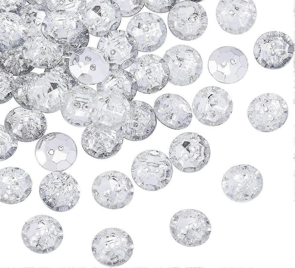 Acrylic Rhinestone Buttons 2-Hole Faceted Flat Round Crystal 13x3.5mm Hole: 1.6mm