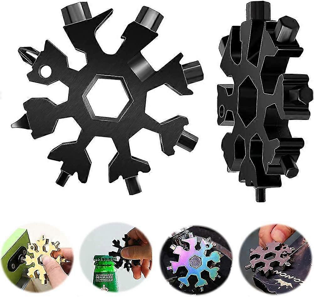 18-in-1 Snowflake Multi-tool, Multitool Stainless Steel Bicycle Multi-tool, Keychain Bottle Opener