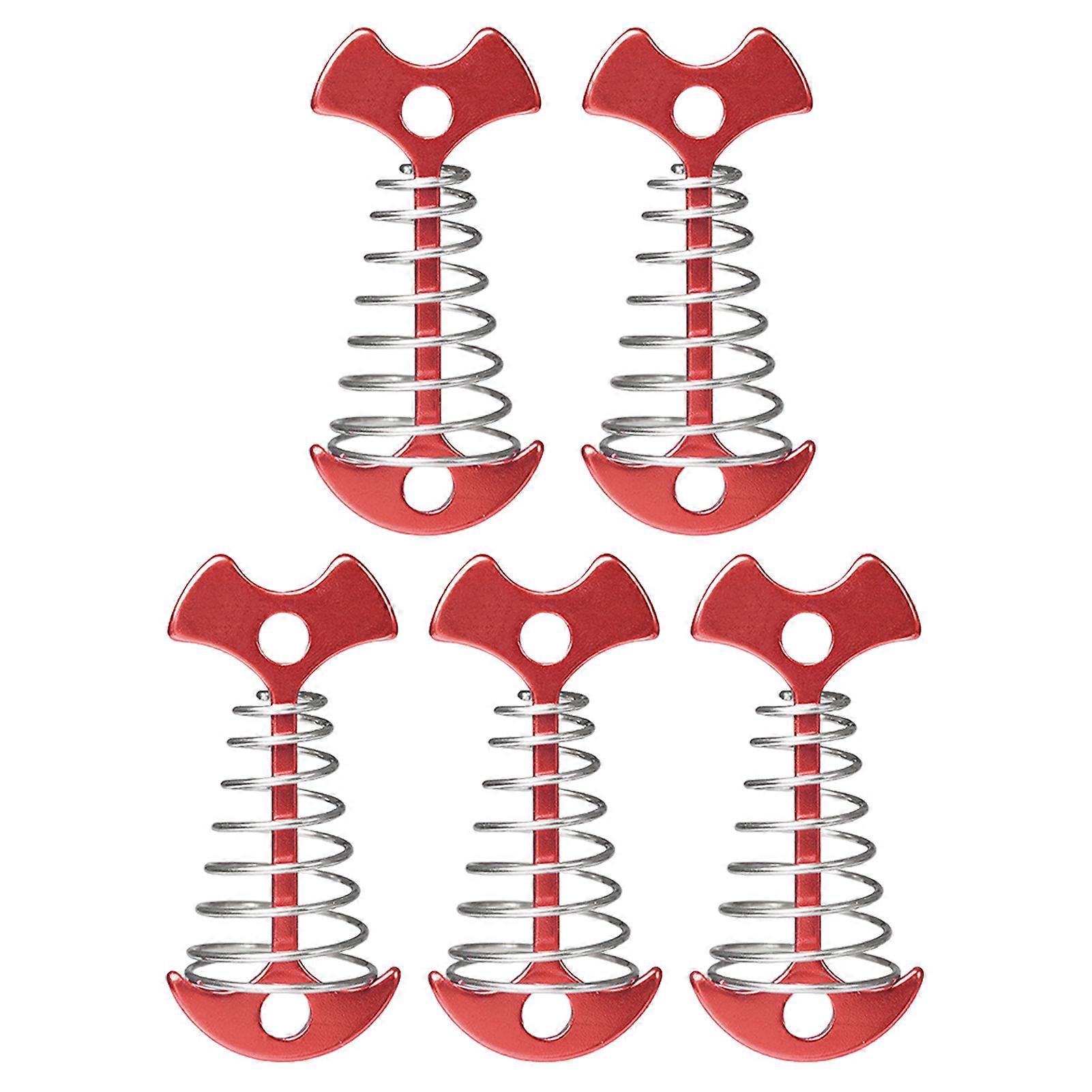 5Pcs Tent Spring Buckles Rustproof Corrosion Resistant Non-Slip Design Fishbone Tent Rope Tightener Cord Adjuster Tensioner