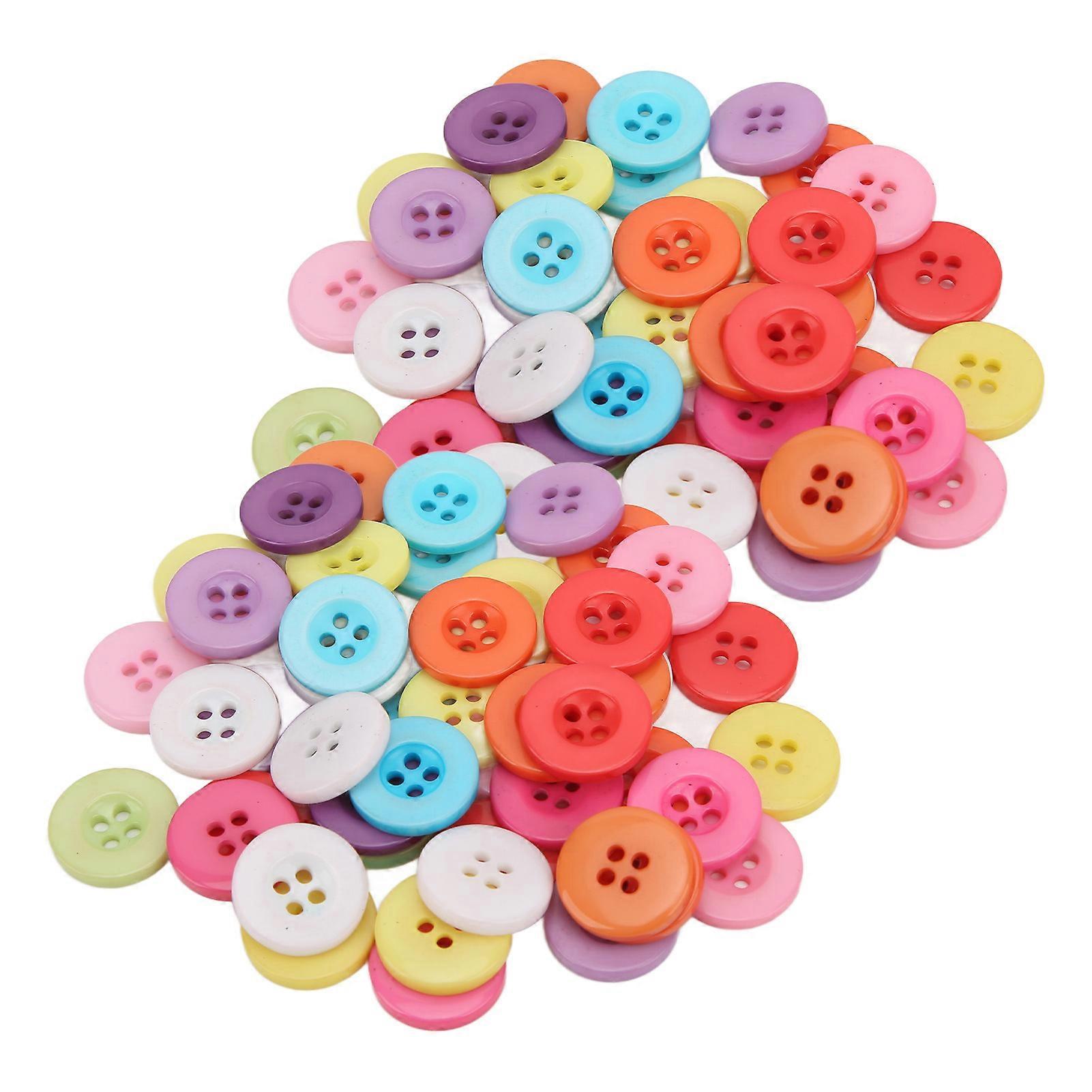 100 Pcs Buttons Colorful Flat Back Waterproof Oil Resistance Easy Operation Sewing Resin Buttons for Clothing18MM