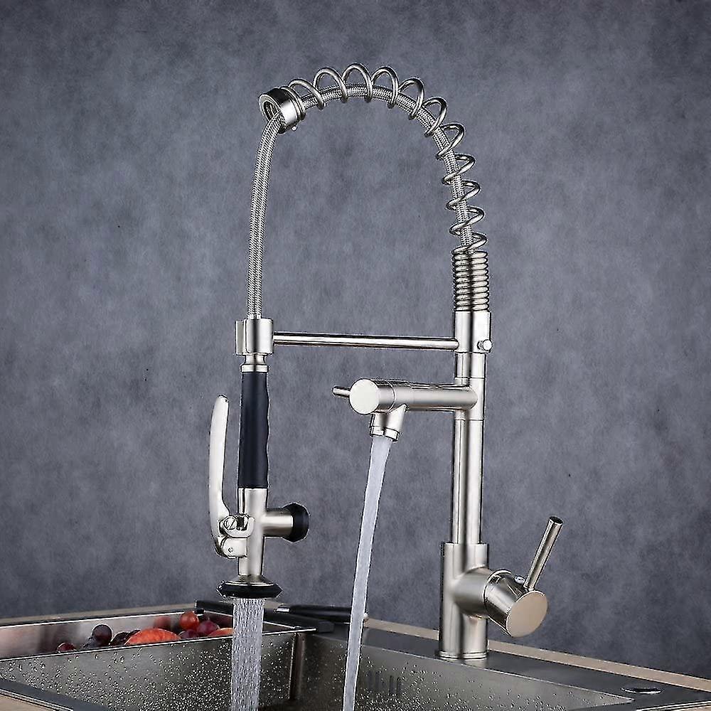 Professional Single Lever Chrome 360rotation Spring Pre-rinse Pull Out Sprayer Kitchen Taps, Commercial Deck Mounted Kitchen Pull Down Taps