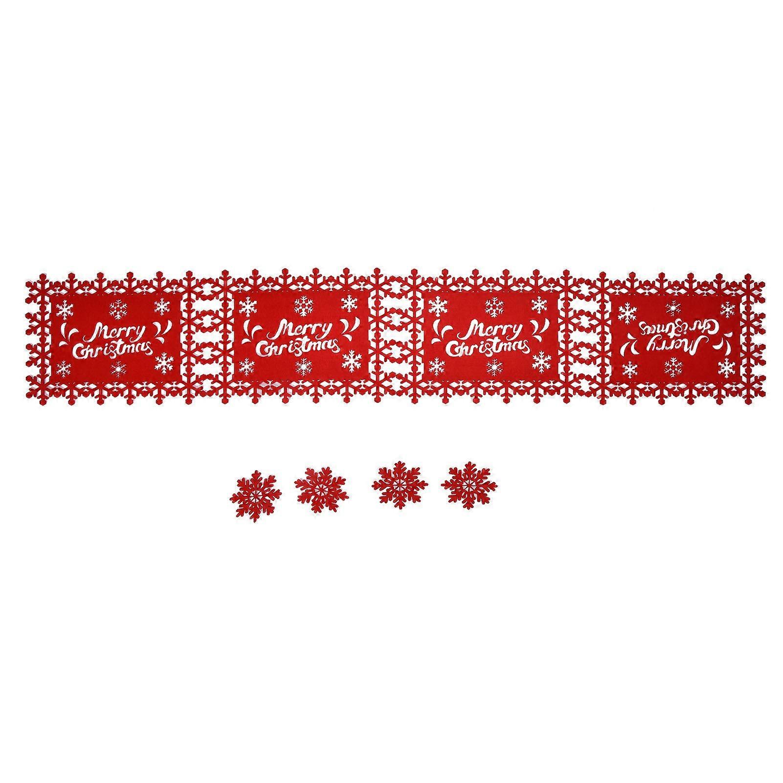 Chemin de table de Noël Set de table Protection contre la chaleur Absorption d’eau Feutre Chemin de table Set de table (4 sets de table anglais 4 sous-verres) YEMAA