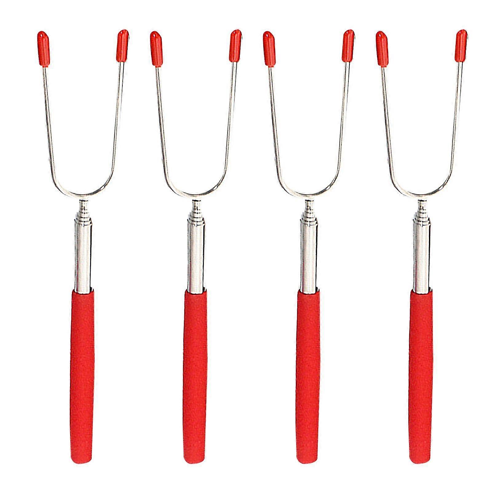 4pcs Stainless Steel Grilled Meat Barbecue Fork Fruit Fork Dessert Fork Bbq Tool