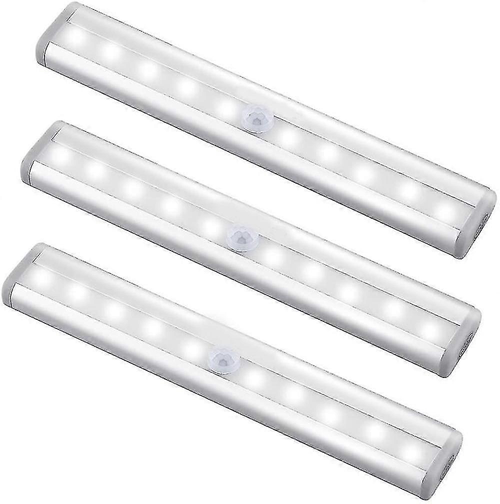 Motion Sensor Light Bar, (10 Led, 3 Pack) Wardrobe Wireless Lamp