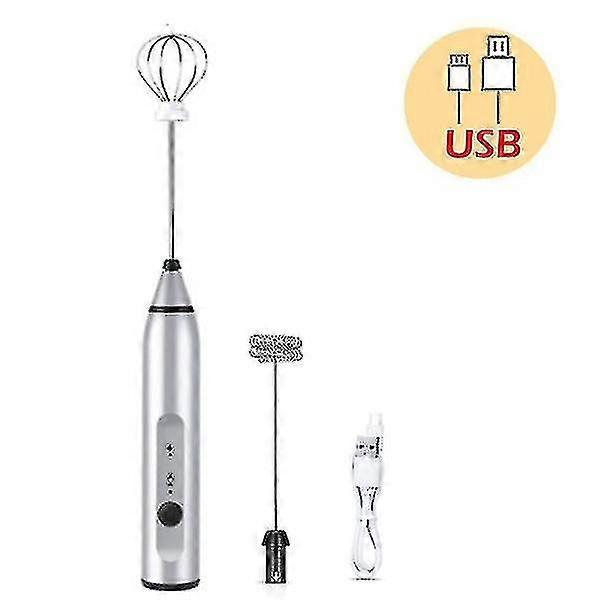 Electric Milk Frother Mini Mixer Foamer Coffee Whisk Stirrer Egg Beater (white)