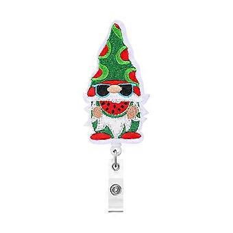 Four Seasons Cute Hand-embroidered Gnome Easy-to-pull Buckle Pineapple Maple Gnome Retractable Rotating Easy-to-pull Document Buckle