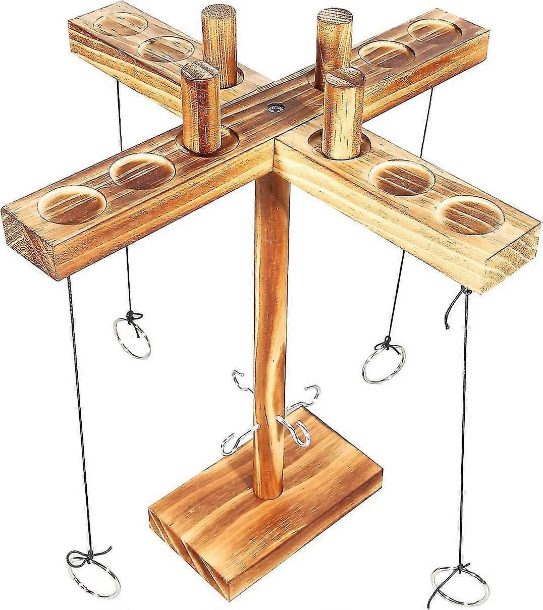 Hooks Ring Toss Game For Kids Adults,  Toss Hook Ring Toss Interactive Battle Game, Handcrafted Wooden Tabletop Board Games For Bars Home Party