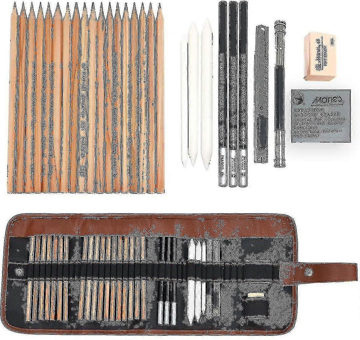 Pencil Set, Sketch Pens 29 Pieces Artist Art Kit For Sketches Drawing Grafitti With Charcoal Pencils