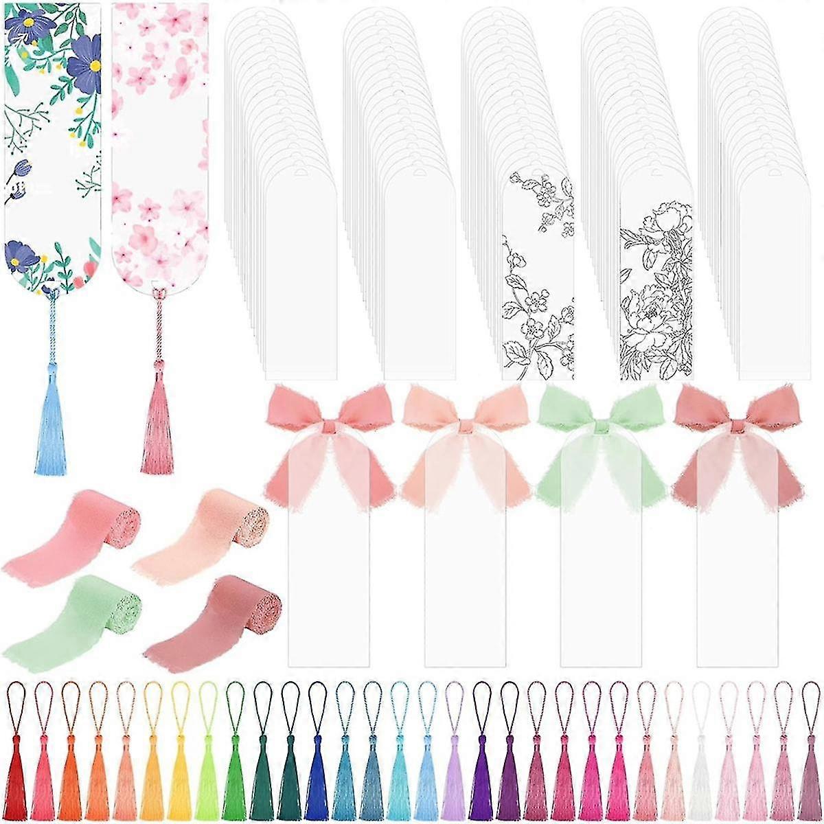 100 pezzi acrilico segnalibro spazi vuoti, segnalibri acrilici trasparenti fai da te per l'amante dei libri mestieri presente tag lettura