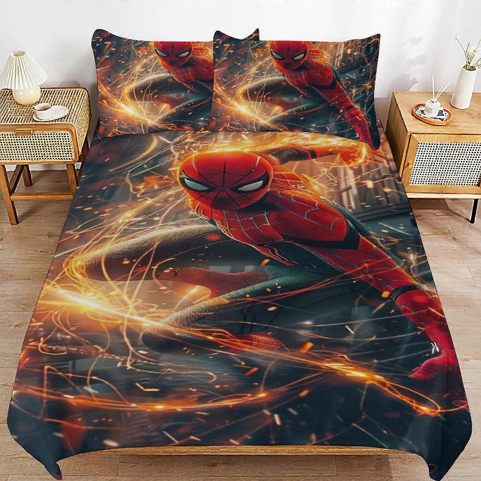 v2528  Bed Sheets Bedding Spider-Man Bedding Sets Ultra Soft Skin-Friendly Duvet Cover 3 Piece, Cute Comforter Cover Bed Set for Boys Girls Kids ( 1 D