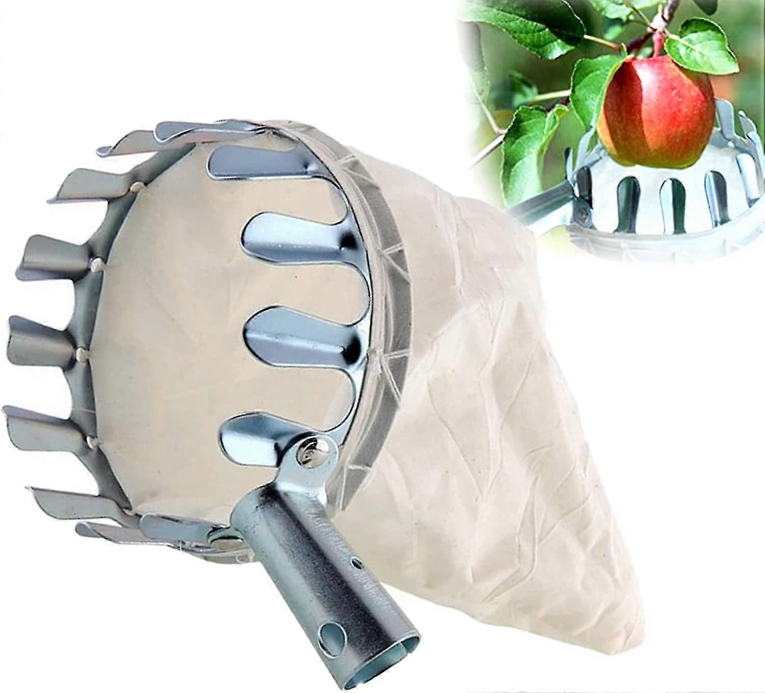 fruit picker,1 fruit collector,metal,with bag,cherry picker,diameter 16 cm(silver)