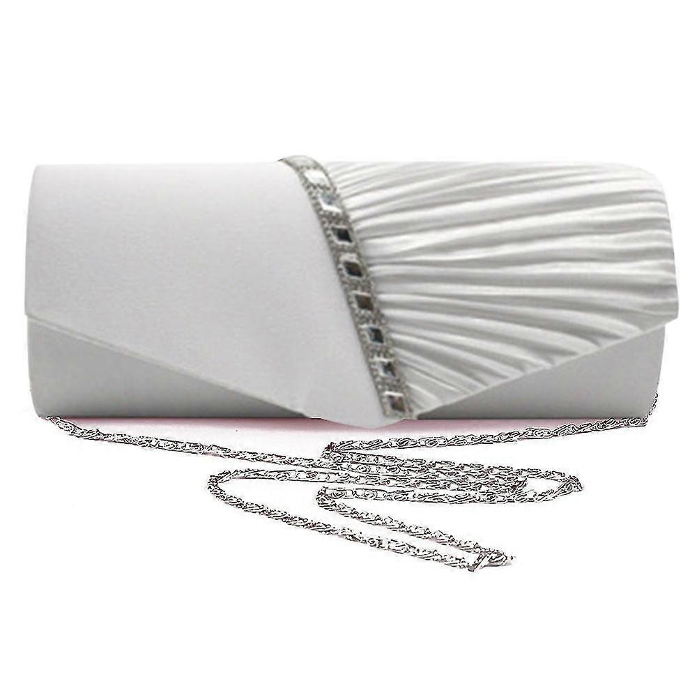 Women's Evening Bag Pleated Envelope Clutch Handbag Wedding Party Bridal Purse