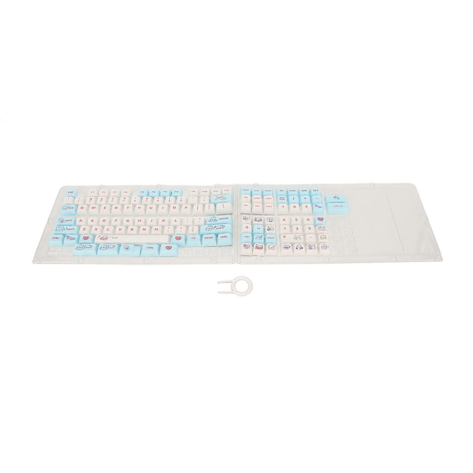 PBT Keyboard Keycaps 130 Keys Dye Sublimation Ergonomic Rich Colors Mechanical Keyboard Keycaps for Game Work DIY Bunny