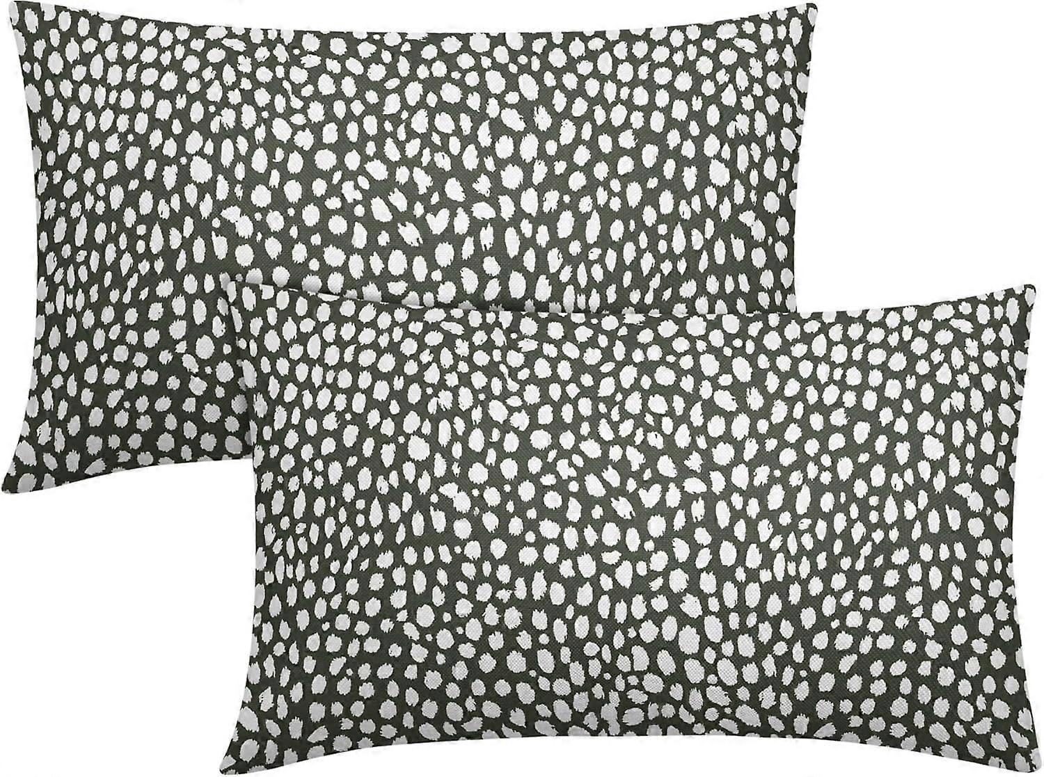 ダークセージグリーンクリームドットランバー枕カバー12x20インチ自由奔放に生きるデザインポルカドットスロー枕カバー2つのモダントレンディなプリント枕カバーコットンのセット