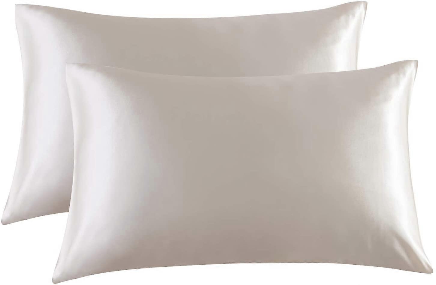 Federa in raso per capelli e pelle, Set di 2, federe - fodere per cuscini in raso con chiusura busta, grigio scuro