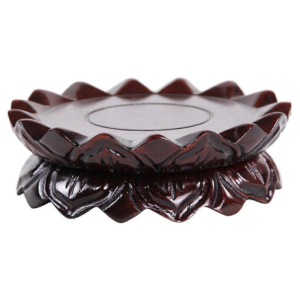 Lotus Shaped Statue Base Wood Display Stand Vase Bonsai Pedestal Incense Burner Base