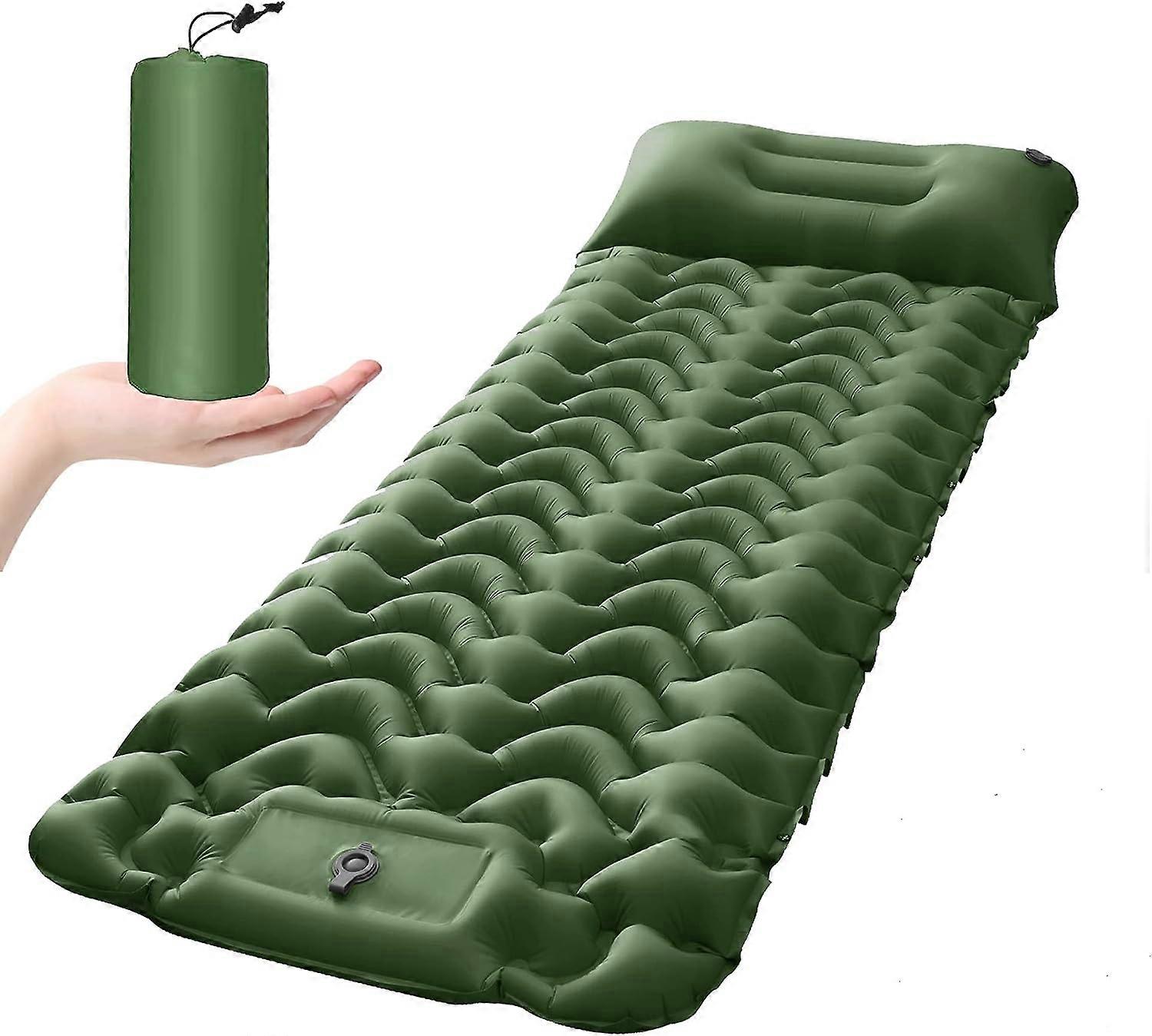 Camping Sleeping Pad Inflatable Sleeping Mat with Pillow Built-in Pump,Compact Waterproof Camping Air Mattress