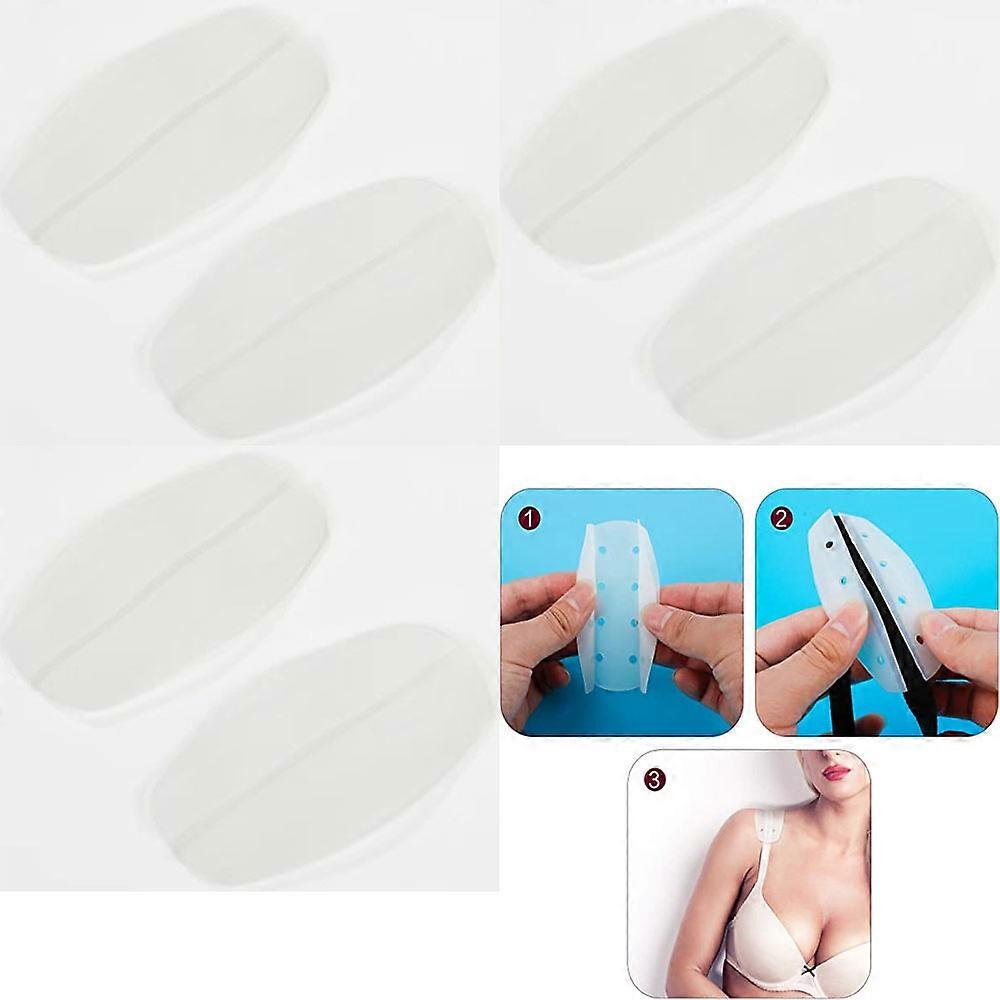 6pcs/3pairs (white - about 9.5*5.3cm) Non-Slip Pads for Bra Straps, Silicone Bra Strap Support Pads for Shoulder Pain Relief