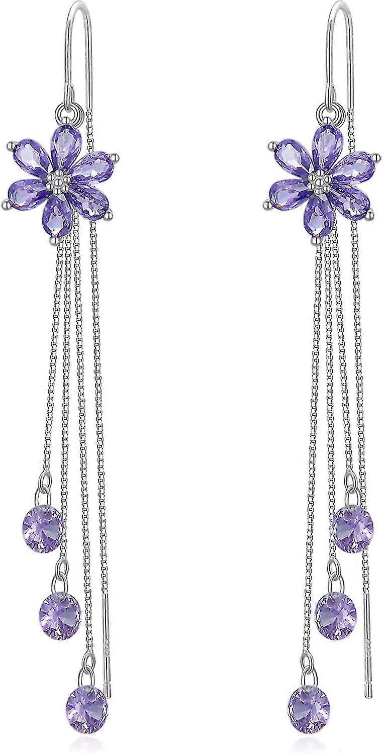 Orecchini A Filo In Argento 925 Con Fiore – Cerchi Pendenti A Margherita – Donna, Ragazza, Gioiello Elegante