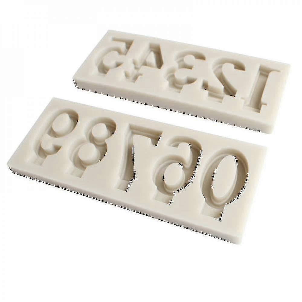 Embossed Number Shape Silicone Mold 0-9white2pcs
