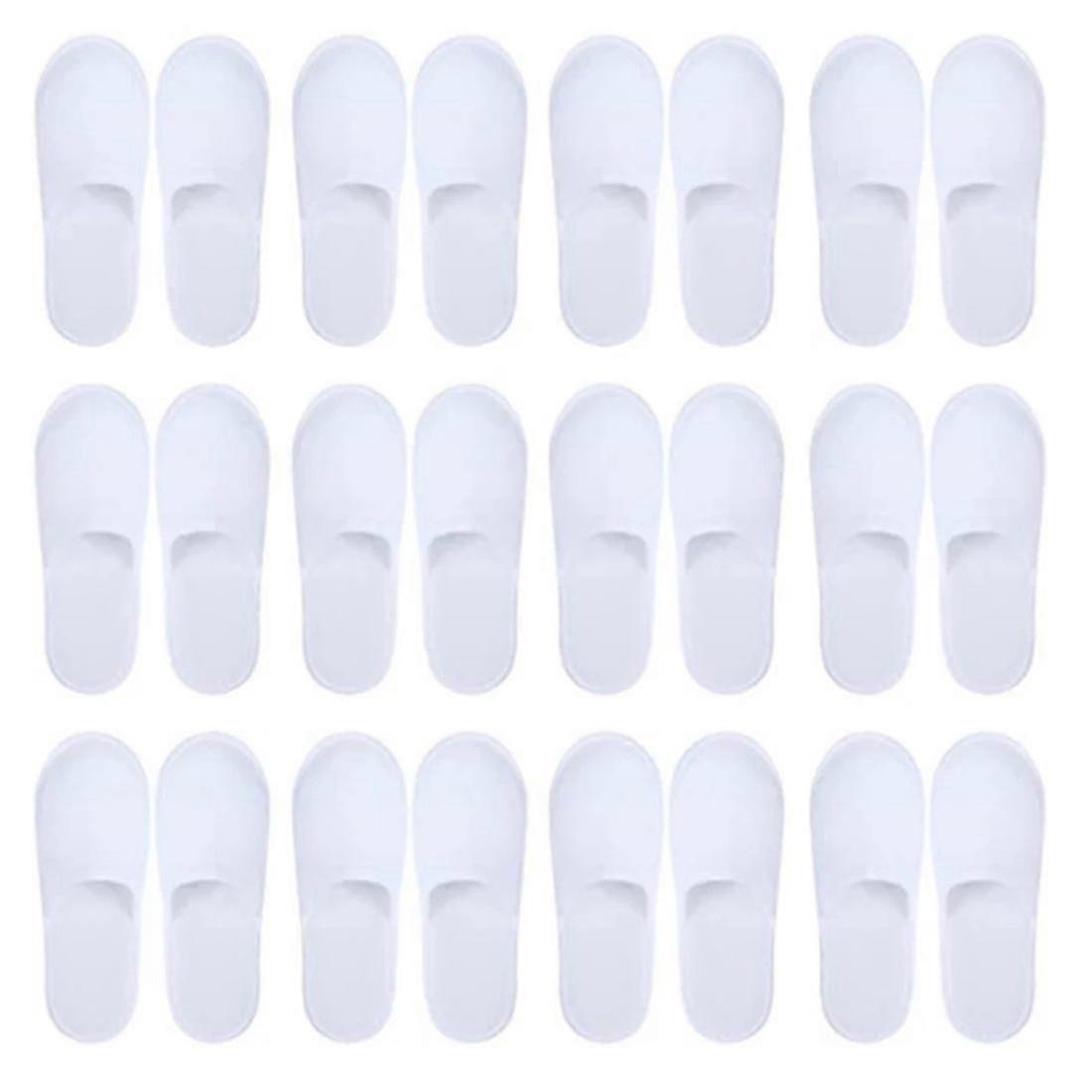 20 Pairs Closed Disposable Slippers Women Men Ultra-thin Brushed Plush Non-slip Disposable Slippers