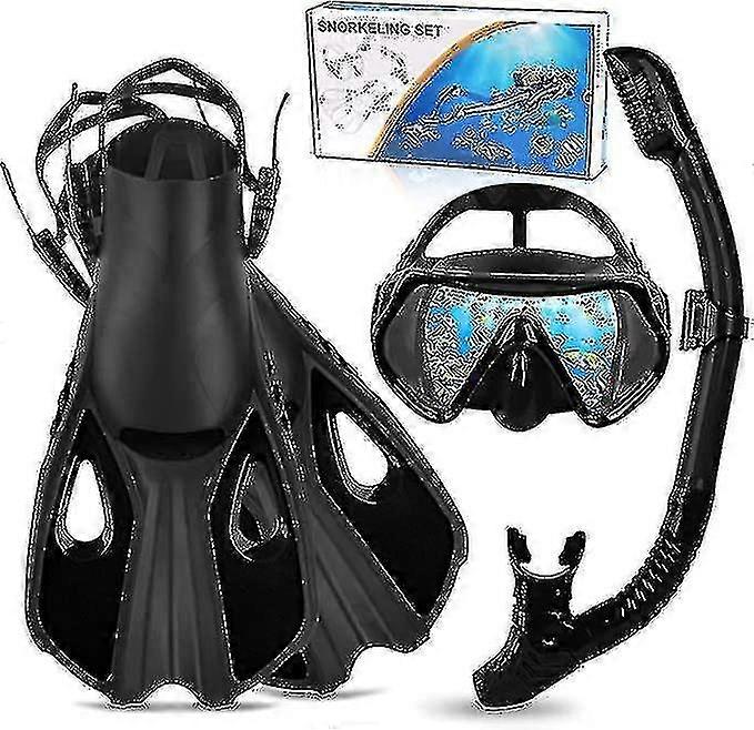 Ensemble de plongée pour adultes, ensemble de plongée 3 pièces avec palmes, masque et ensemble de tuba pour hommes et femmes