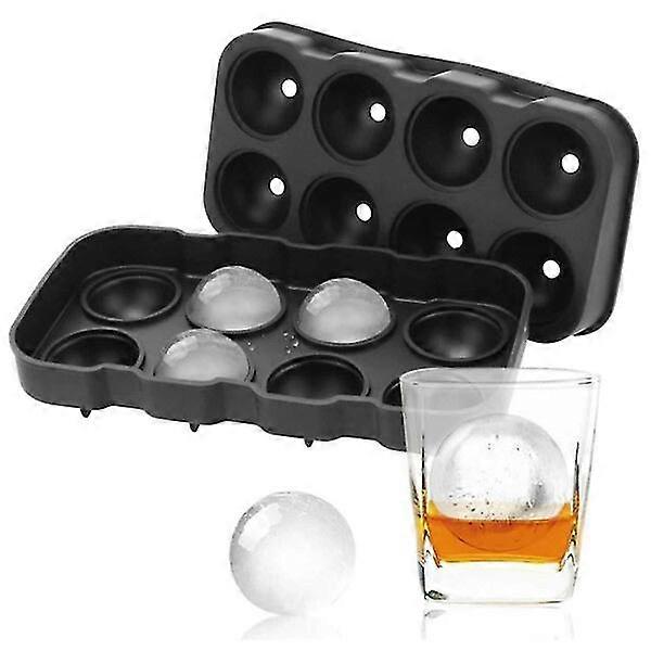 Suuri silikonijäämuotti 8 jääpallolle pyöreät jääpalat pallot musta