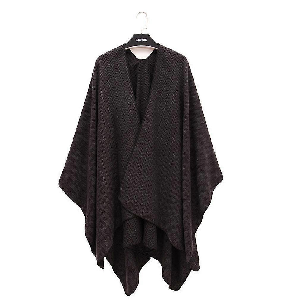 Solid Black Shawl Wrap Lady Thicken Poncho Pashmina Cardigant