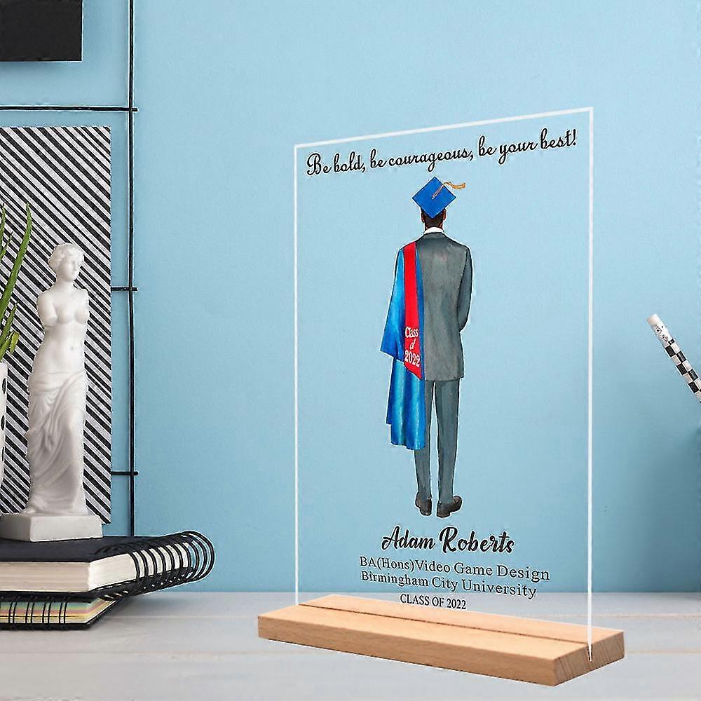Boys Transparent Table Ornament Acrylic Display Stand For Graduation Season Gift
