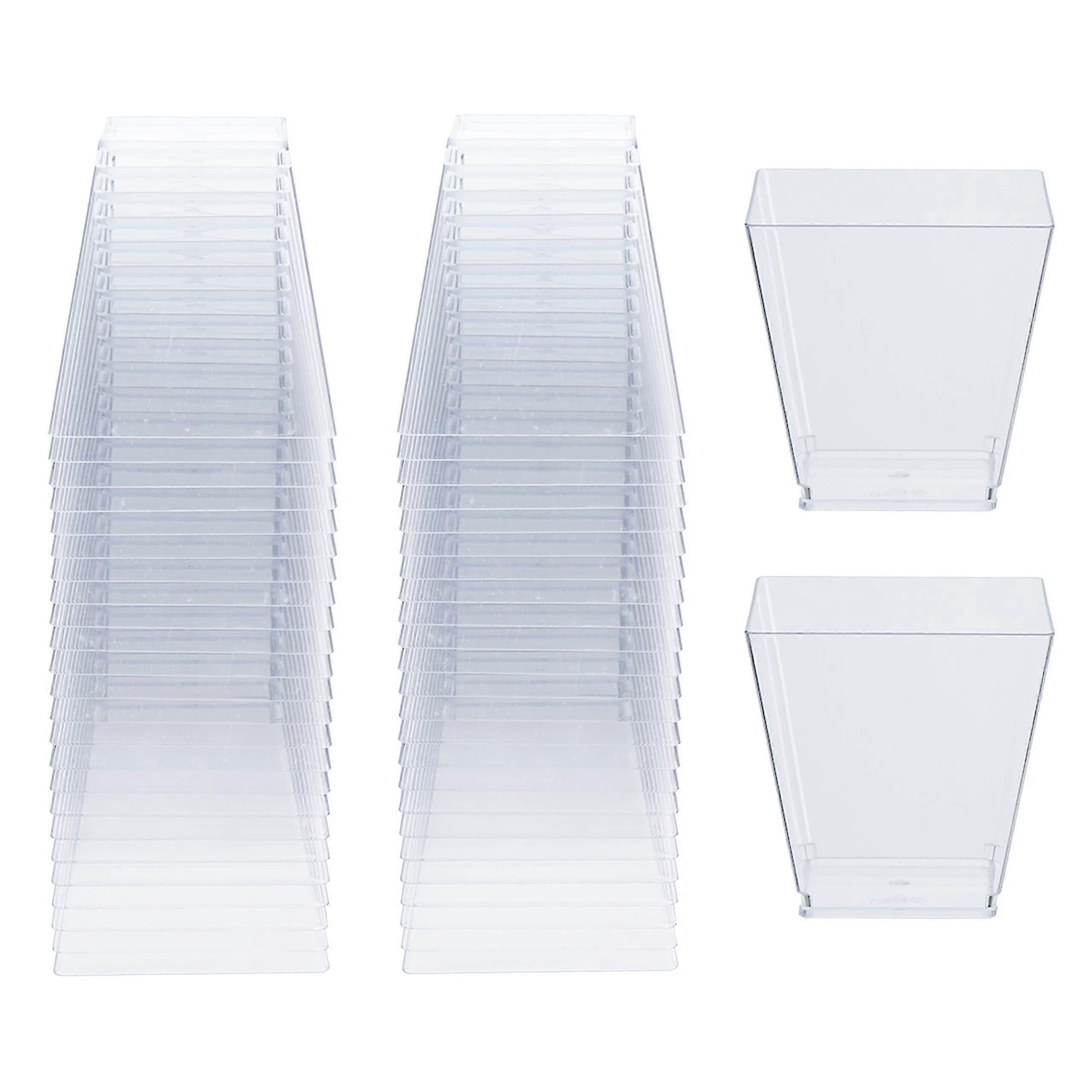 50pcs Clear Multi-use Plastic Square Dessert Cups - 200ml
