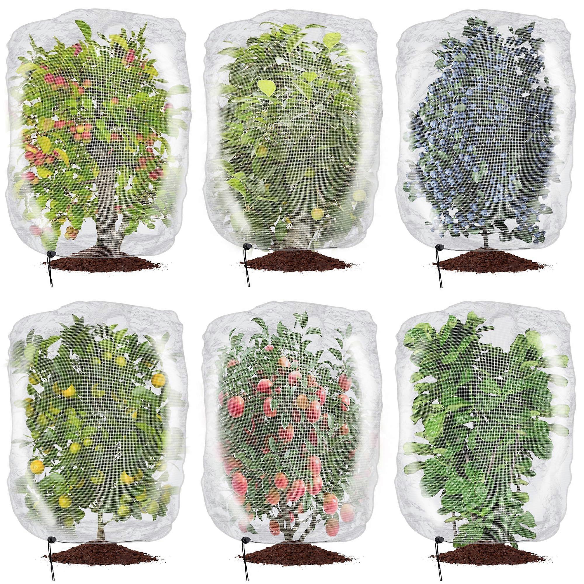 2 Pcs Insect Bird Barrier Netting Mesh with Drawstring- Garden Bug Netting Plant Cover- Fruit Tree Net for Protect Plant Fruits Citrus Flower from In