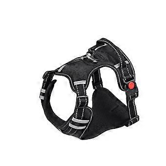 Nylon chien harnais gilet ruban respirant maille pour chiens de compagnie laisse harnais pour animaux de compagnie (noir, taille M)
