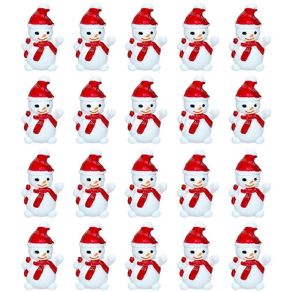 50pcs Resin Craft Mini Snowman Decoration Desktop Miniature Christmas Snowman Statue Xmas Theme Decor