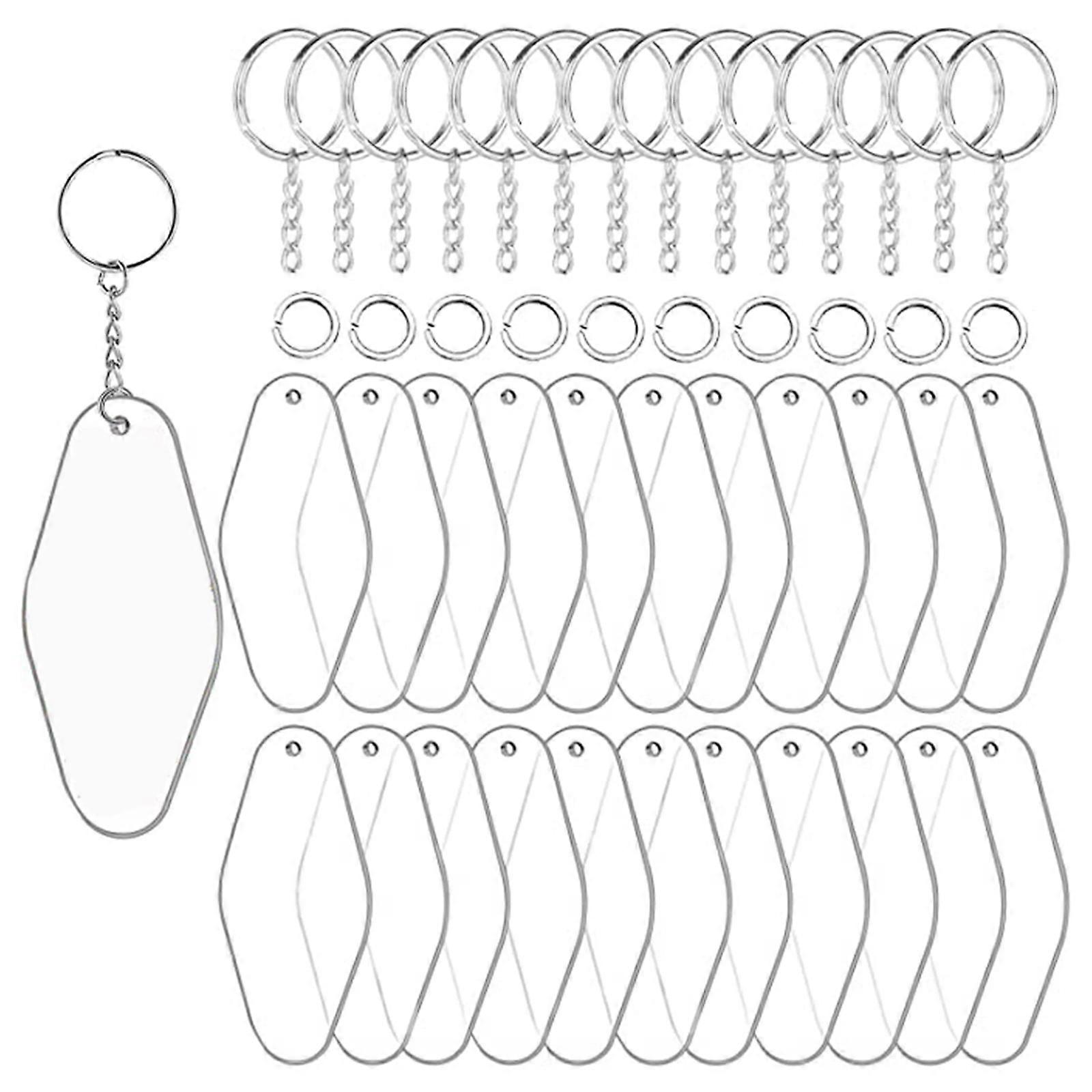 90 Pcs Acrylic Transparent Keychain Pendants Shaped Keychain Blanks for DIY